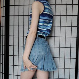 Vintage Back Pleat Mini Skirt